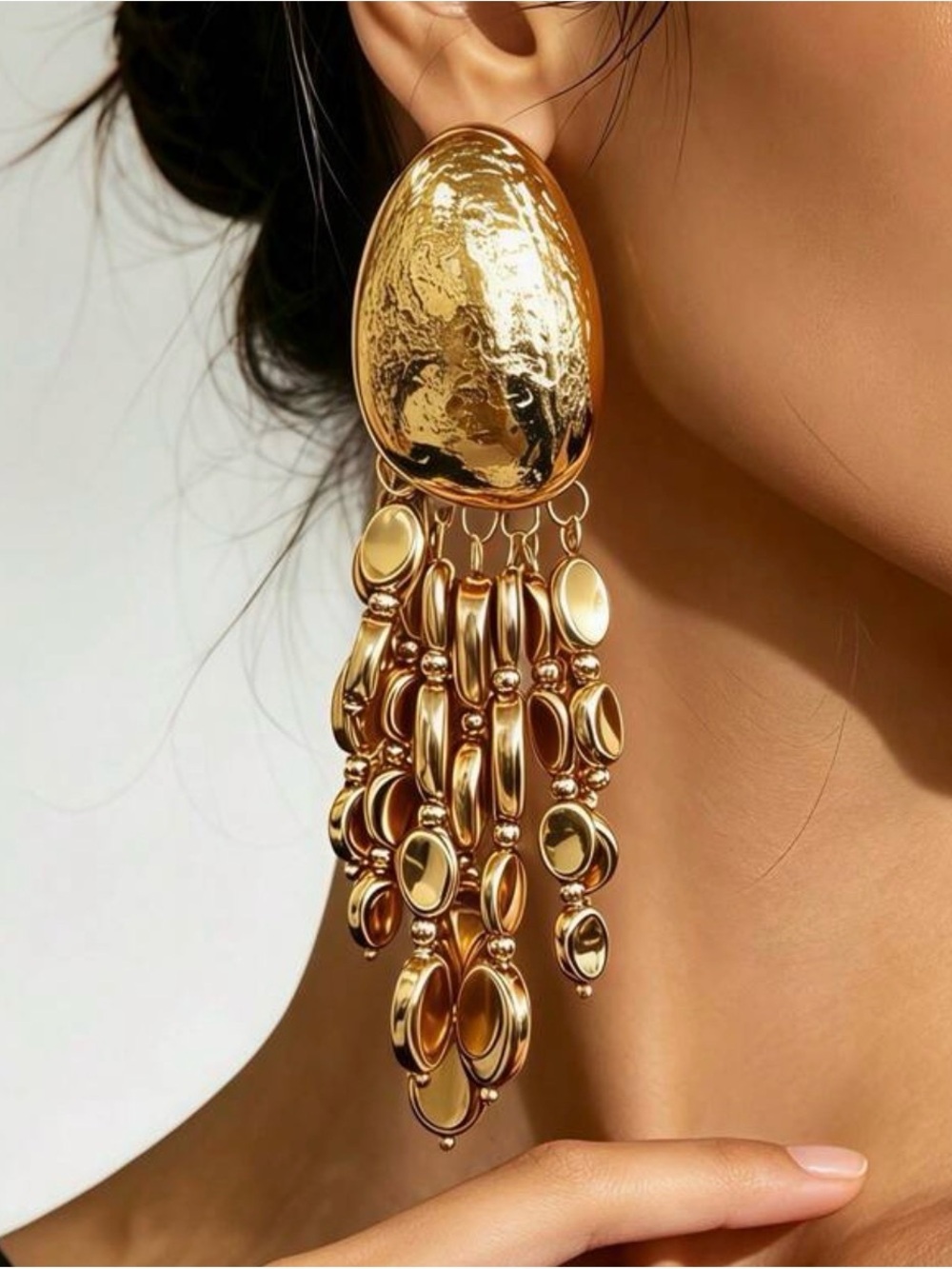 Elegant Gold Dangle Statement Earrings - Women Jewelry